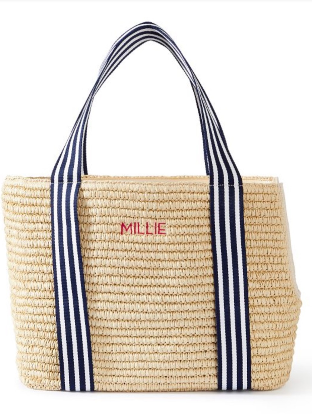 Mark & Graham STRIPED TWILL STRAW PET TOTE CARRIER New